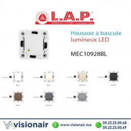 Poussoir à bascule  lumineux LAP Millenium blanc 10928BL1Casablanca Maroc