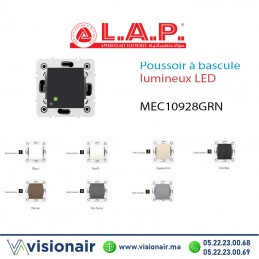 Poussoir à bascule  lumineux LAP Millenium Gris Noir 10928GRN4 Casablanca Maroc