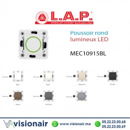 Poussoir rond lumineux led LAP Millenium blanc 10915BL1 Casablanca Maroc