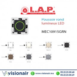 Poussoir rond lumineux led LAP Millenium Gris noir 10915GRN4 Casablanca Maroc