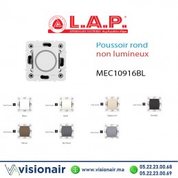 Poussoir rond  non lumineux LAP Millenium blanc 10916BL1 Casablanca Maroc