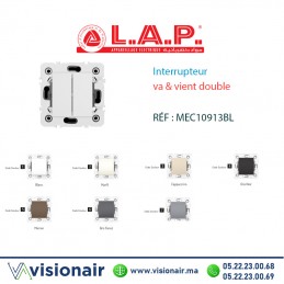 Interrupteur VA & Vient double blanc LAP Millenium 10913BL1 | Visionair Maroc