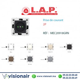 Prise de courant 2P Gris Noire LAP Millenium 20918GRN4 Casablanca Maroc