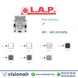 Prise étanche 2P blanc LAP Millenium 20918IPBL1 Casablanca Maroc