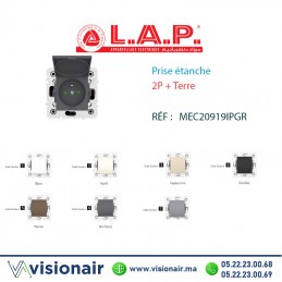 Prise étanche 2P+Terre Gris Foncé LAP Millenium LAP20919IPGR6 Casablanca Maroc