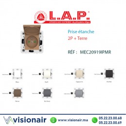 Prise étanche 2P+Terre marron LAP Millenium LAP20919IPMR5 Casablanca Maroc