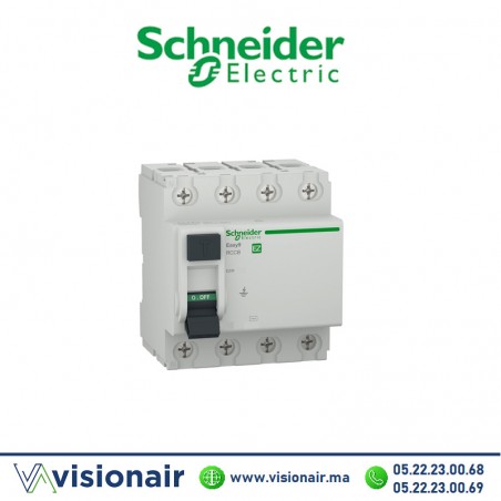 Interrupteur différentiel SCHNEIDER 4P AC 30mA 63A EZ9R32463 Casablanca Maroc