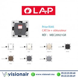 Prise RJ45 CAT.5e + obturateur Gris foncé LAP MILLENIUM  20921GR6 Casablanca Maroc