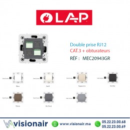 Double prise RJ12 CAT3 + obturateur Gris foncé LAP MILLENIUM 20943GR6  Casablanca Maroc