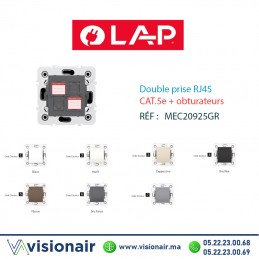 Double prise RJ45 CAT.5e + obturateurs Gris foncé LAP Millenium 20925GR6  Casablanca Maroc