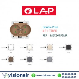 Double prise de courant 2P+T Marron LAP MILLENIUM 20955MR5 Casablanca Maroc