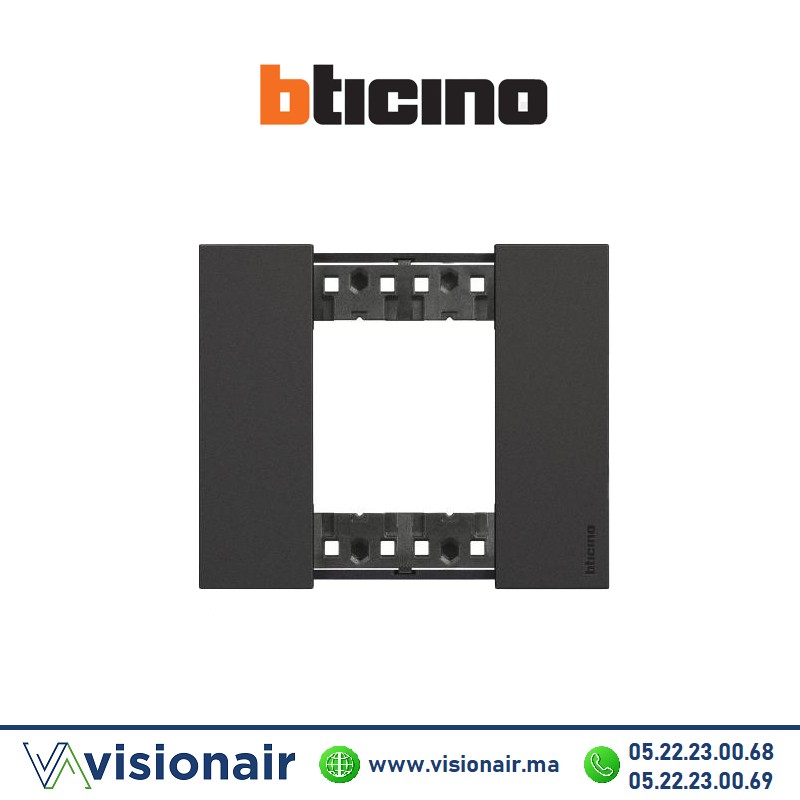 Plaque noir BTICINO Living Now 2 modules KA4802KG Casablanca Maroc