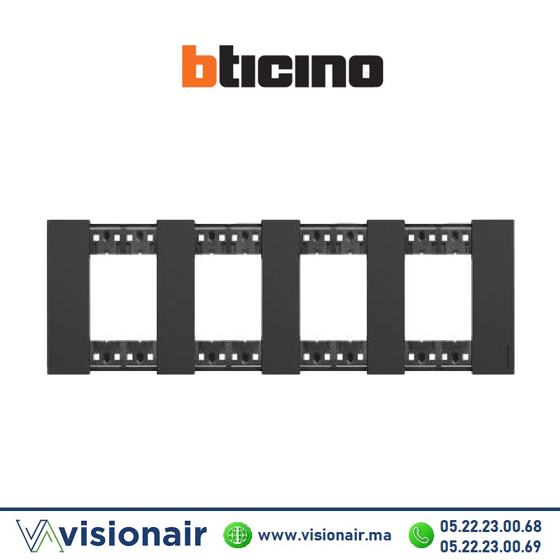 Plaque BTICINO Living Now 4 x 2 modules Noir BTKA4802M4KG Casablanca Maroc