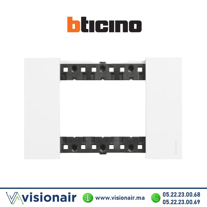 Plaque BTICINO Living Now 3 modules blanc BTKA4803KW Casablanca Maroc