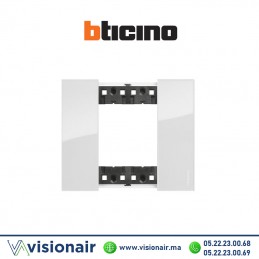Plaque BTICINO Living Now 2 modules Glacier BTKA4802DW Casablanca Maroc