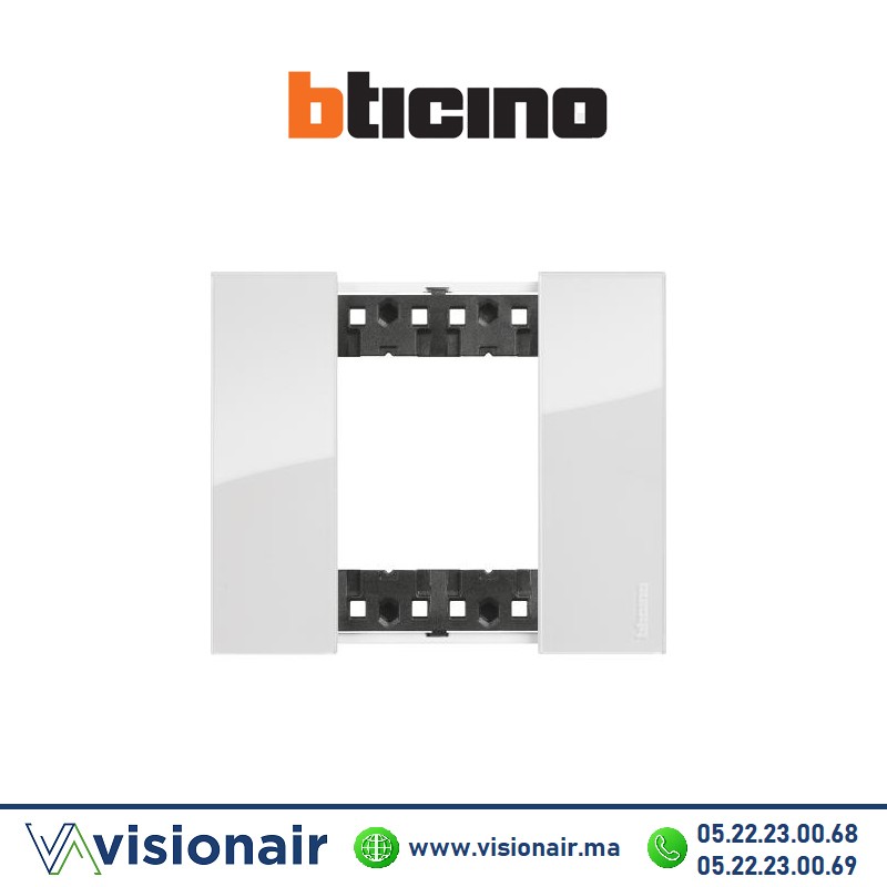 Plaque BTICINO Living Now 2 modules Glacier BTKA4802DW Casablanca Maroc