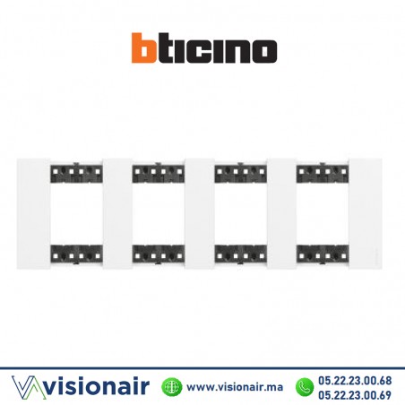 Plaque BTICINO Living Now 4x2 modules blanc BTKA4802M4KW Casablanca Maroc