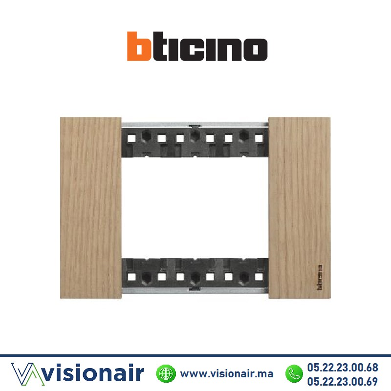 Plaque Chêne BTICINO Living Now 3 modules KA4803LM Casablanca Maroc
