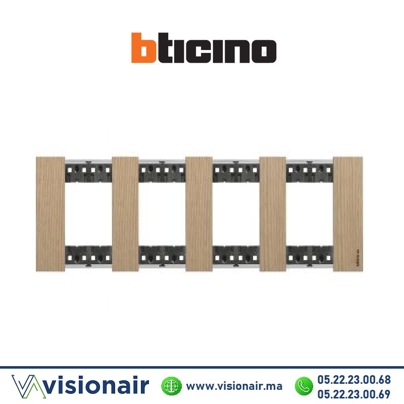 Plaque Chêne BTICINO Living Now 4 x 2 modules KA4802M4LM Casablanca Maroc