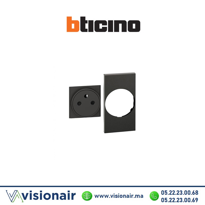 Enjoliveur pour prise 2P+T noir BTICINO Living Now BTKG55F Casablanca Maroc