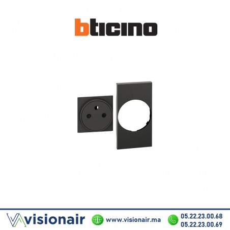 Enjoliveur pour prise 2P+T noir BTICINO Living Now BTKG55F Casablanca Maroc