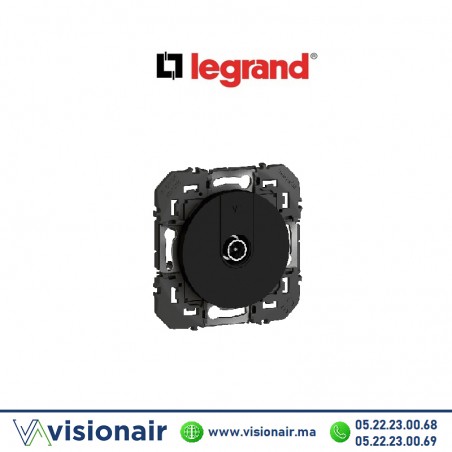 Prise TV simple Legrand Dooxie blindée Noir mat 600551 Casablanca Maroc