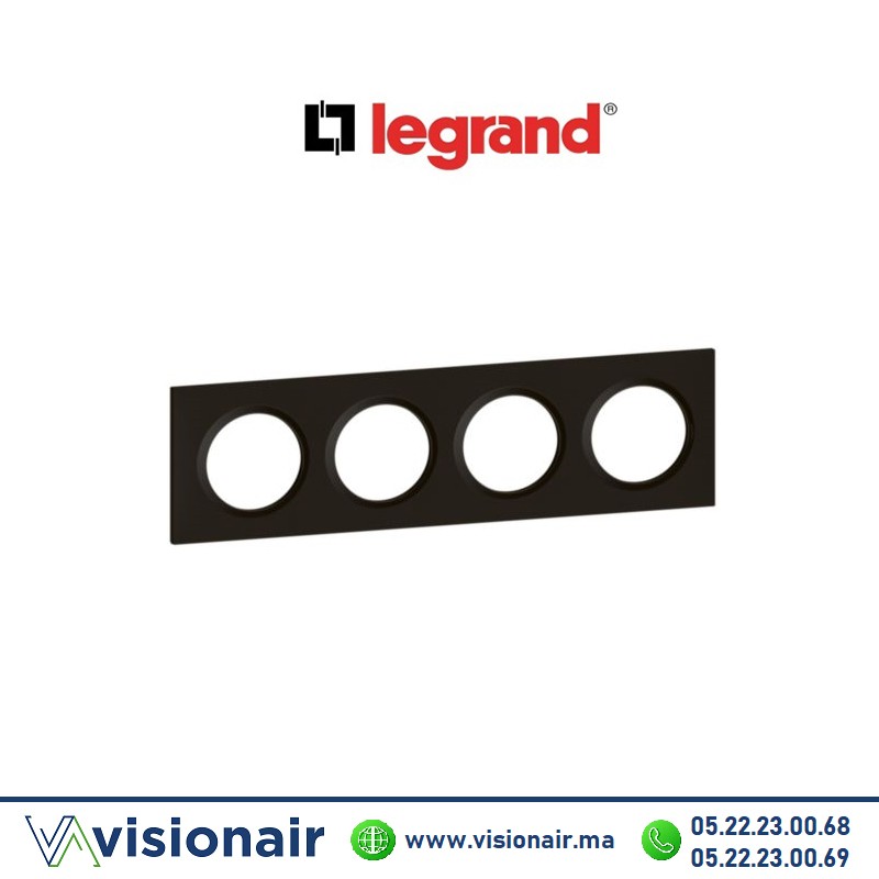 Plaque 4 postes Legrand Dooxie noir velours 600864 Casablanca Maroc