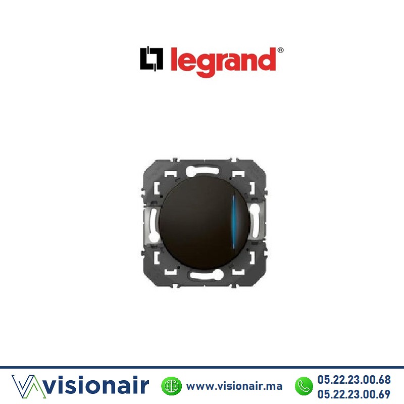 Poussoir simple LEGRAND Dooxie lumineux Noir mat 095267 Casablanca Maroc