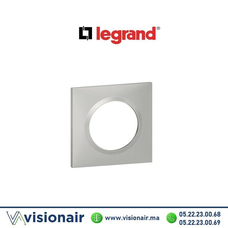 Plaque carrée 1 poste LEGRAND Dooxie effet aluminium 600851 Casablanca Maroc