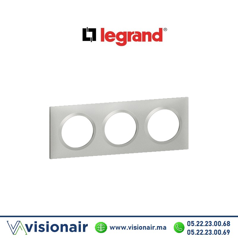 Plaque carrée 3 postes Legrand Dooxie alu effet 6 008 53 Casablanca Maroc