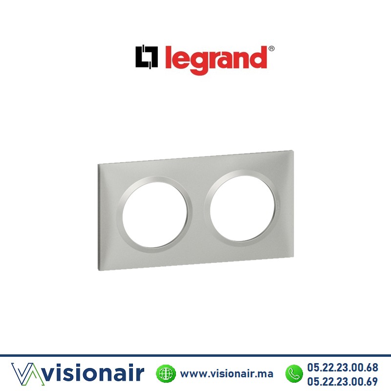Plaque carrée 2 postes Legrand Dooxie alu 6 008 52 Casablanca Maroc