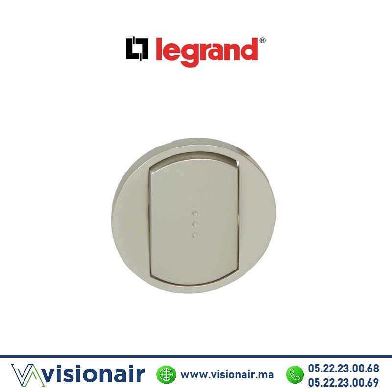 Enjoliveur interrupteur va-et-vient voyant lumineuse Titane Legrand Céliane 068303 Casablanca Maroc