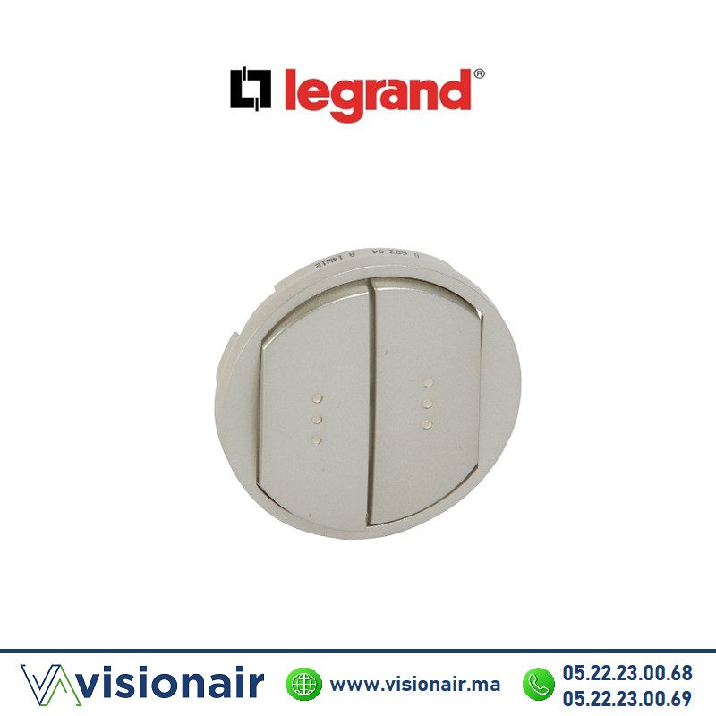 Enjoliveur double interrupteur va-et-vient voyant lumineuse Titane Legrand Céliane 068304 Casablanca Maroc