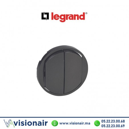 Enjoliveur double interrupteur va-et-vient voyant lumineuse Graphite Legrand Céliane 067902 Casablanca Maroc