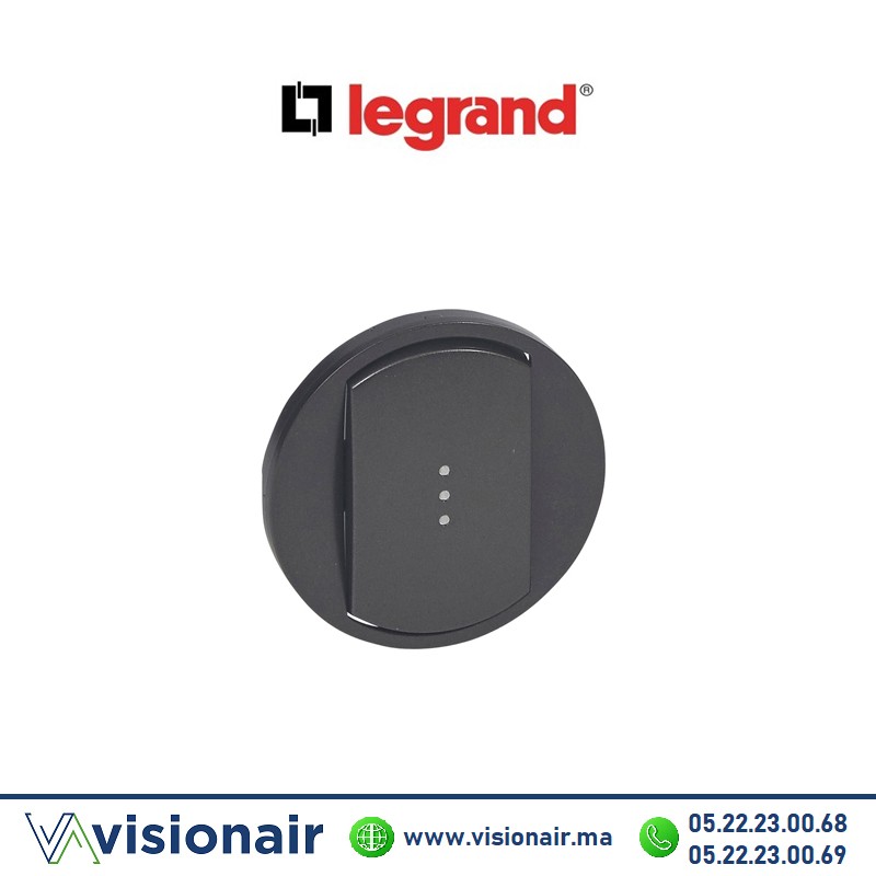 Enjoliveur interrupteur va-et-vient voyant lumineuse Graphite Legrand Céliane 067903 Casablanca Maroc