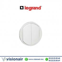 Enjoliveur double interrupteur va-et-vient voyant lumineuse blanc Legrand Céliane 068002 Casablanca Maroc