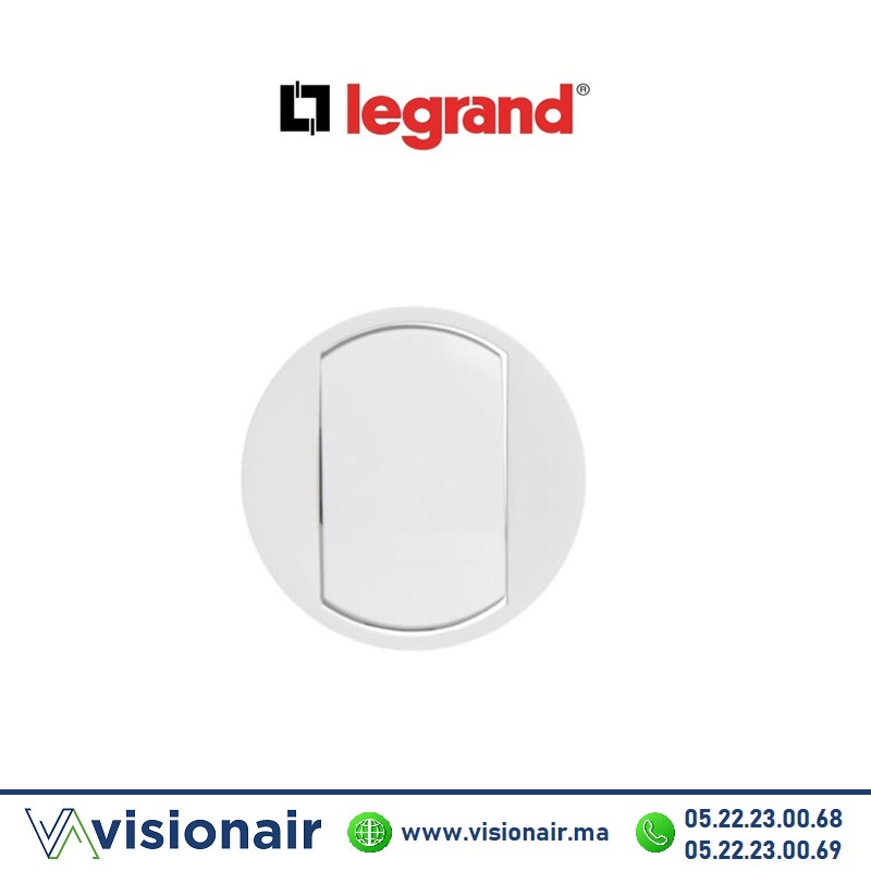 Enjoliveur double interrupteur va-et-vient blanc Legrand Céliane 068001  - VISIONAIR Maroc
