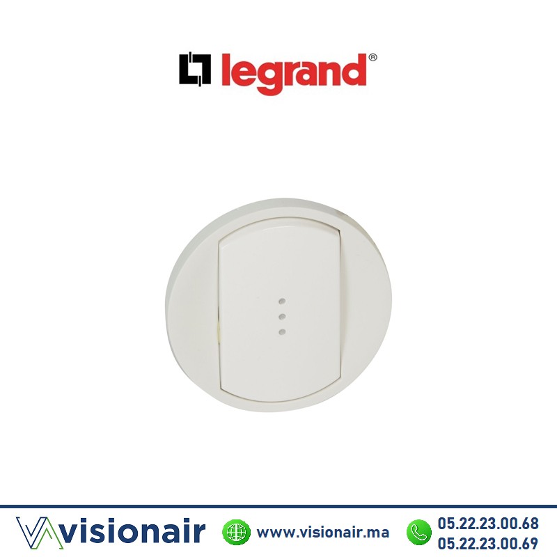 Enjoliveur interrupteur va-et-vient voyant lumineuse blanc Legrand Céliane 068003 Casablanca Maroc