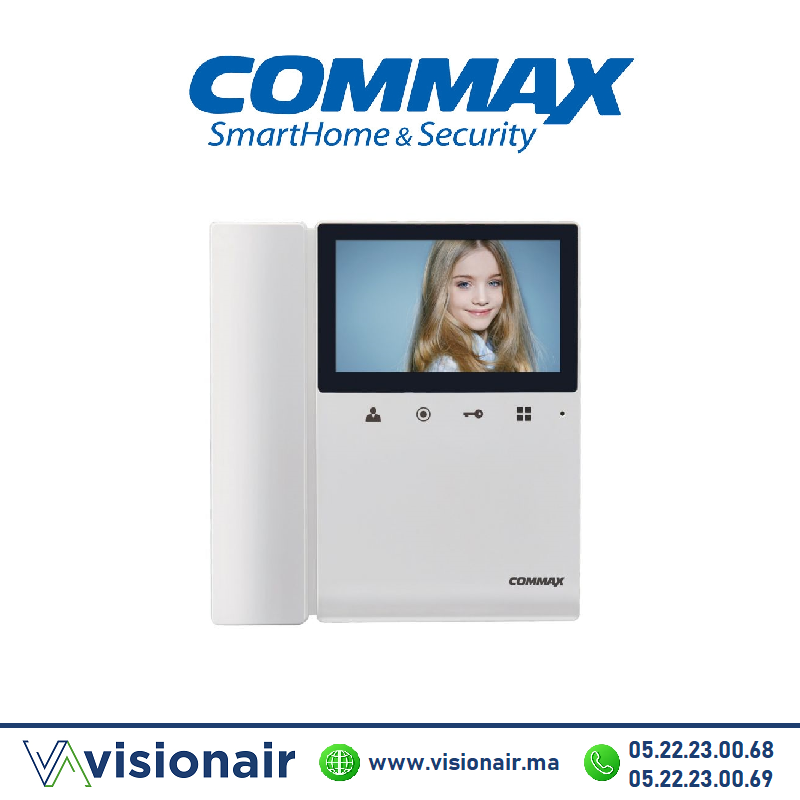 Moniteur vidéophone COMMAX écran LCD 4,3" avec combiné blanc CDV-43K - VISIONAIR Maroc