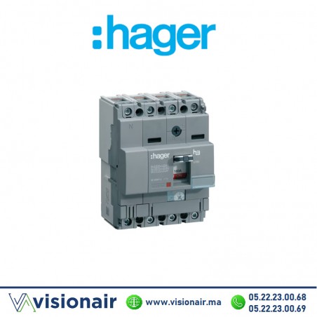 Disjoncteur HAGER x160 4P 25kA 100A HA101U Casablanca Maroc