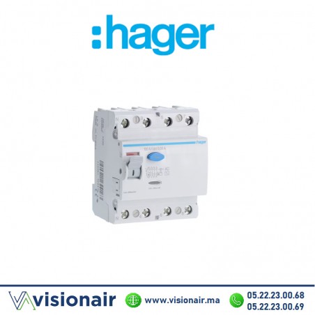Interrupteur différentiel 4P HAGER 4x40A 300mA CFC440F Casablanca Maroc