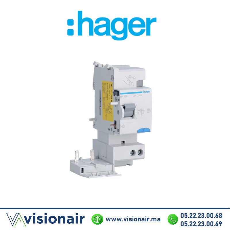 Bloc différentielle Hager 2P 300mA 25A BF226 Casablanca Maroc