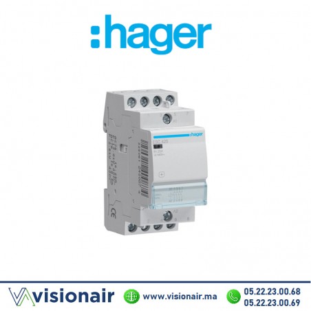 Contacteur modulaire HAGER 2F4F 230V 25A ESC425 Casablanca Maroc