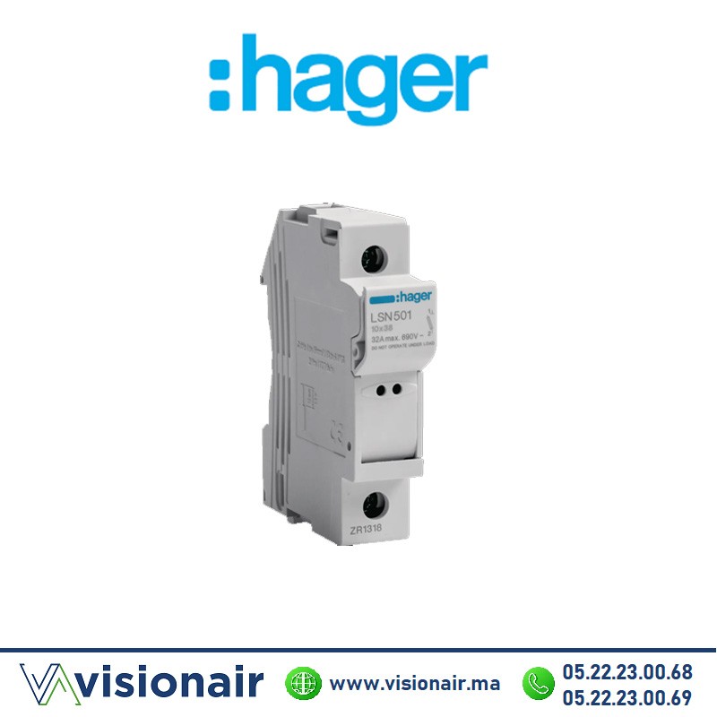 Coupe-circuit 1P HAGER 10x38 32A LSN501 Casablanca Maroc