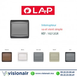 Interrupteur va et vient simple LAP GALAXY Gris foncé  10212GR Casablanca Maroc