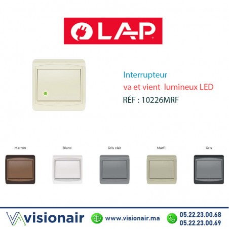 Interrupteur va et vient  lumineux LED LAP GALAXY Marfil 10226MRF Casablanca Maroc