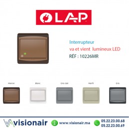 Interrupteur va et vient  lumineux LED LAP GALAXY Marron 10226MR Casablanca Maroc