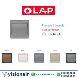 Poussoir à bascule non lumineux LAP GALAXY Gris clair 10214GRC Casablanca Maroc