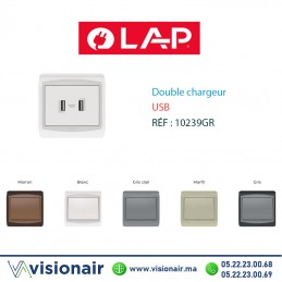 Chargeur USB double LAP GALAXY blanc 20242BL - VISIONAIR Maroc
