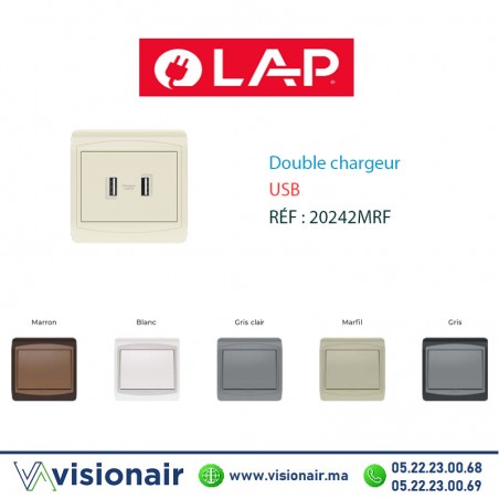 Chargeur USB double LAP GALAXY Marfil 20242MRF Casablanca Maroc